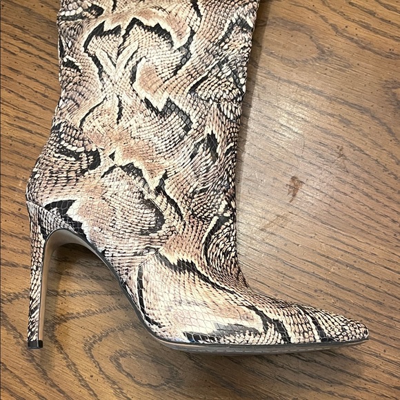 Vince Camuto Snakeskin Heeled Boots - Tan and Black - Picture 6 of 13